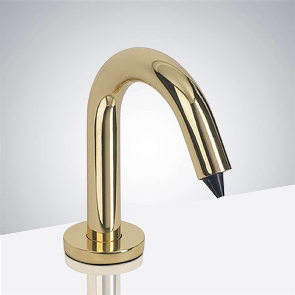 Naples Solid Brass Goose Neck Polished Gold Finish Commercial Sensor Soap Dispenser